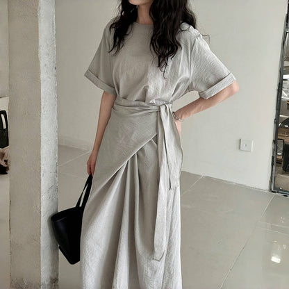 【ワンピース】夏 ラウンドネック 着痩せ効果 Aライン タンクトップ ワンピース 【SNシリーズ】