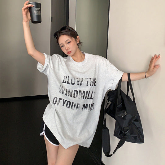 【トップス】Tシャツ レディース ロゴプリント 半袖 リラックスシルエット オーバーサイズ 夏新作【FCシリーズ】