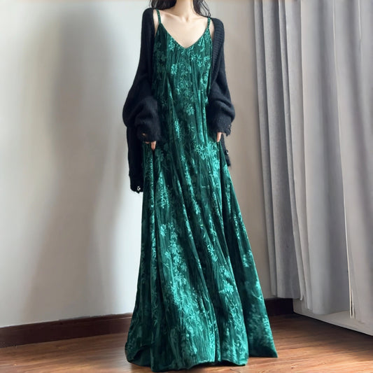 【ワンピース】エレガント セクシー 目立つ Vネック ストラップドレス【SHシリーズ】