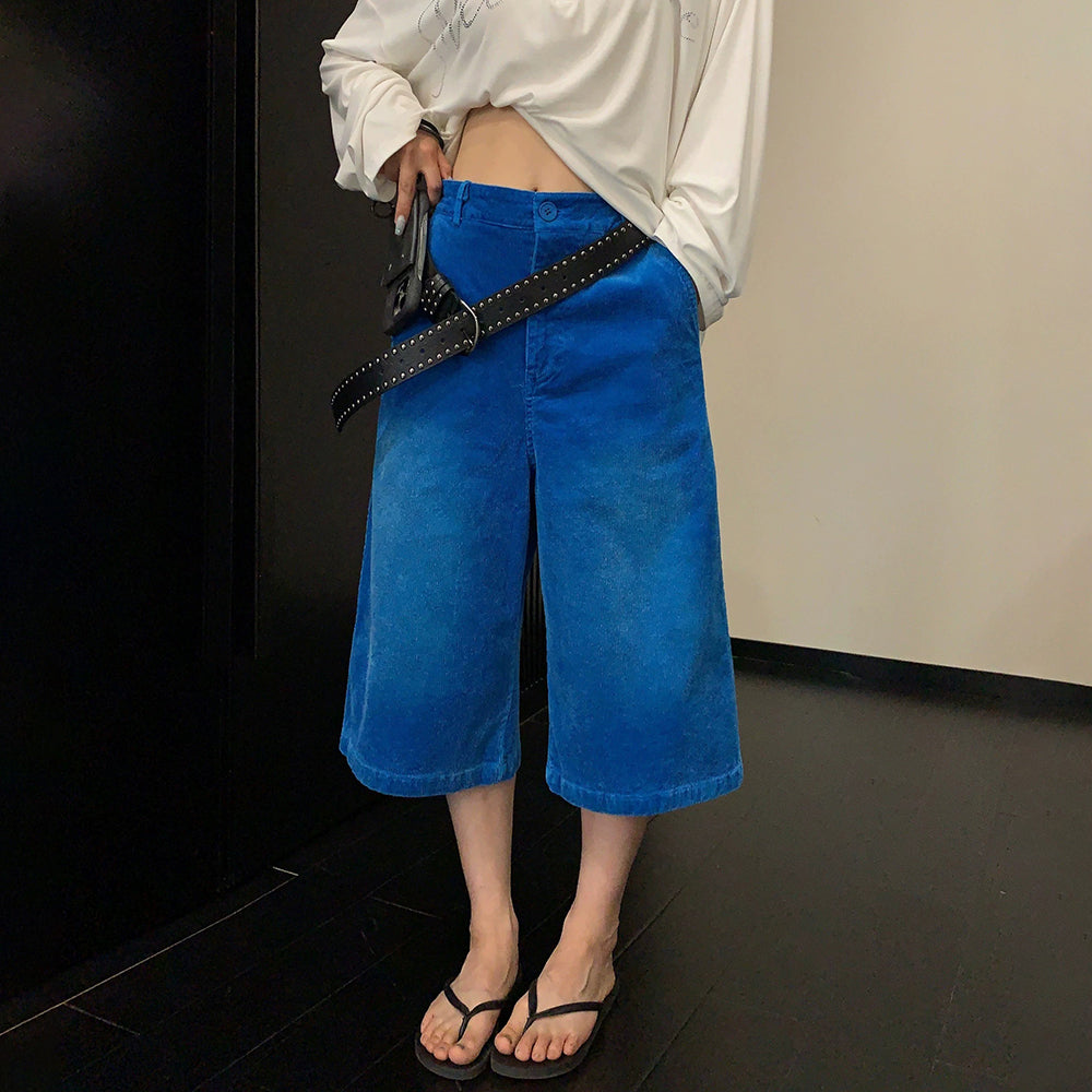 【ボトムス】コーデュロイパンツ レディース クロップド丈 ストレート ヴィンテージ風 リラックスシルエット【FCシリーズ】