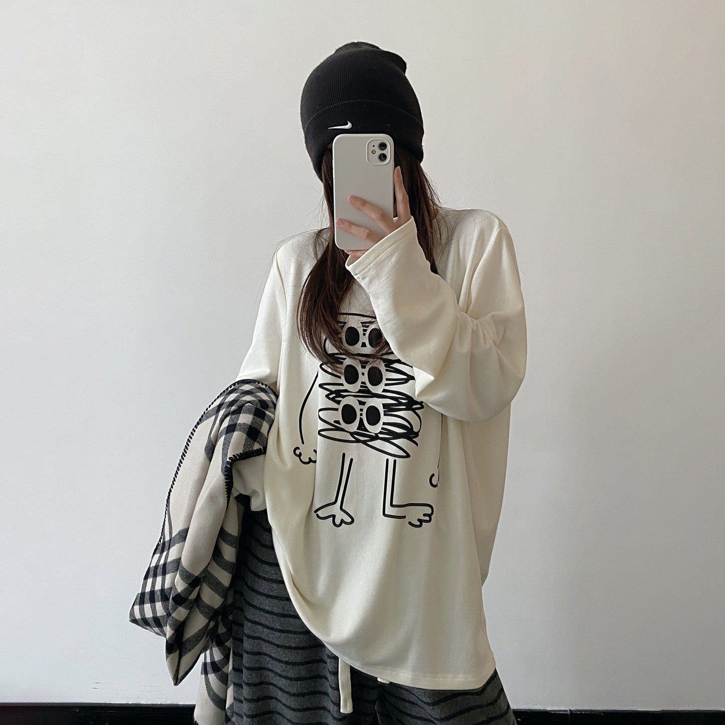 【トップス】カートゥーンプリント ルーズフィット デザイン性 インナー Ｔシャツ【FCシリーズ】