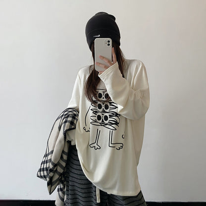 【トップス】カートゥーンプリント ルーズフィット デザイン性 インナー Ｔシャツ【FCシリーズ】