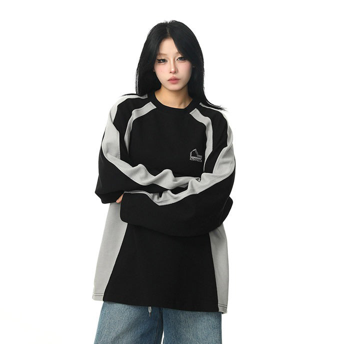 【トップス】アメリカンヴィンテージ 配色切替 クルーネックスウェット ゆったり レディース ペア対応 パーカー【FCシリーズ】