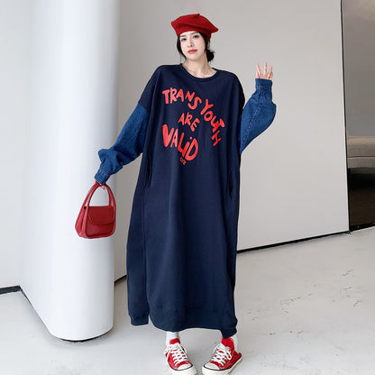 60%OFF⭐️期間限定【ワンピース】デニム切替 ウォッシュ加工 配色 ゆったり ロング丈 英字プリント スウェット長袖ワンピース
【FCシリーズ】