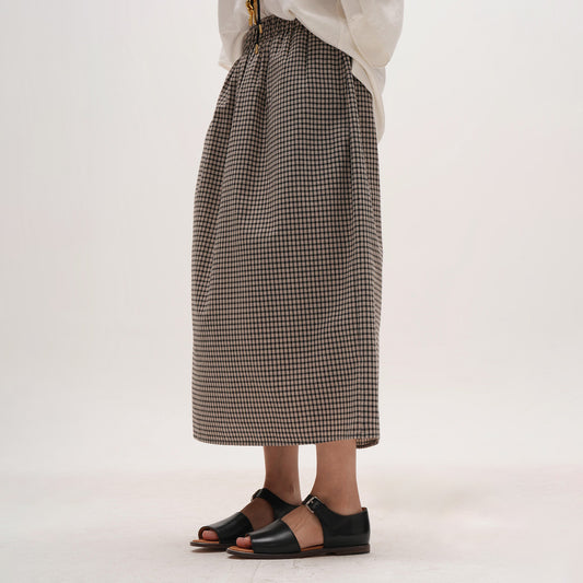 【ボトムス】ゆったり 体型カバー 大きいサイズ ミディアム丈 ロングスカート チェック柄 バルーン ストレート スカート【SHシリーズ】【JZシリーズ】