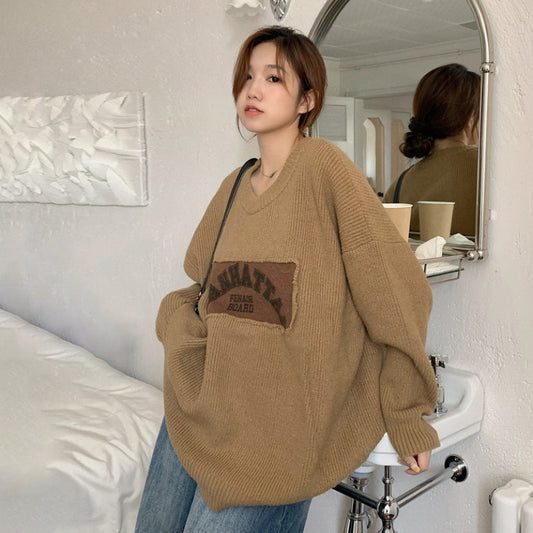 【トップス】ヴィンテージ感✨ ゆるニットセーター レディース 秋冬 ふんわり厚手 ゆったりシルエット【JZシリーズ】