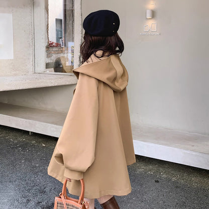 【アウター】独特なデザイン感 カーキ カジュアル フード付き トレンチコート レディース 超人気 おしゃれ ミドル丈 コート【JZシリーズ】
