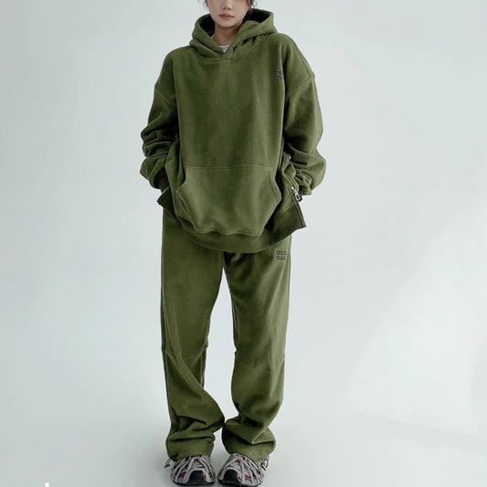 【24AW】【15～20日内発送】【ボトムス】厚手 ゆるリラックス フード付き パーカー + パンツ 2点上下セット【FCシリーズ】