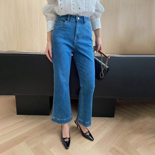 【ボトムス】初秋新作 レトロ デニムパンツ｜九分丈×美脚スリム【JZシリーズ】【SNシリーズ】