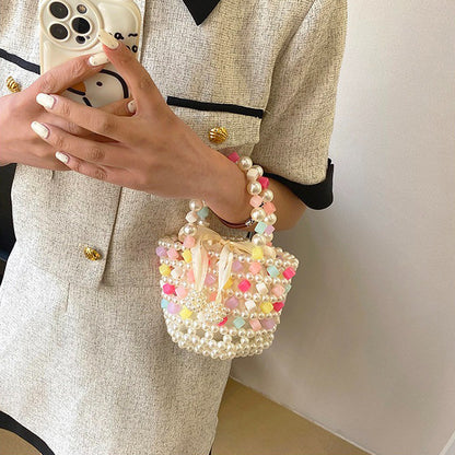 【バッグ】夏カラー 編み込みバケットバッグ レディース 2WAY ショルダーバッグ ハンドバッグ 上品