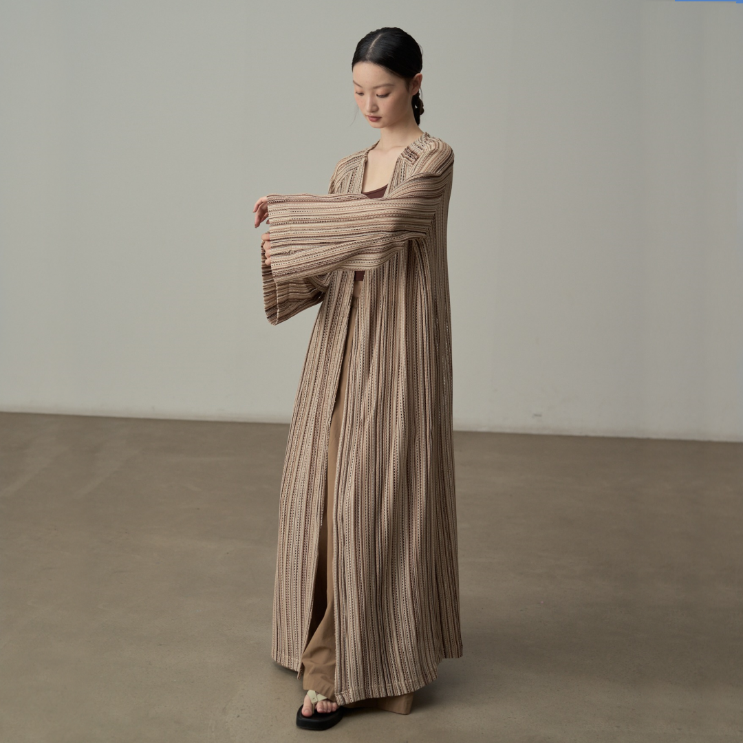 【ワンピース】春 秋 夏 ストライプ柄 ゆったり 体型カバー 長袖 ワンピース 【SHシリーズ】