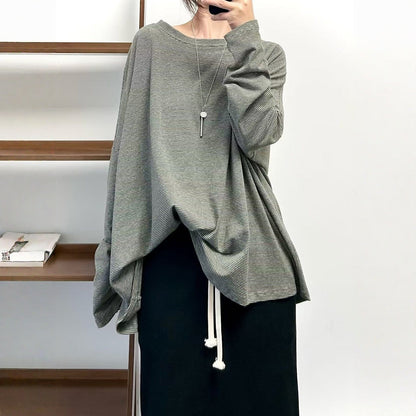 【トップス】クラシック 細ボーダー オーバーサイズ 長袖Tシャツ 【FCシリーズ】