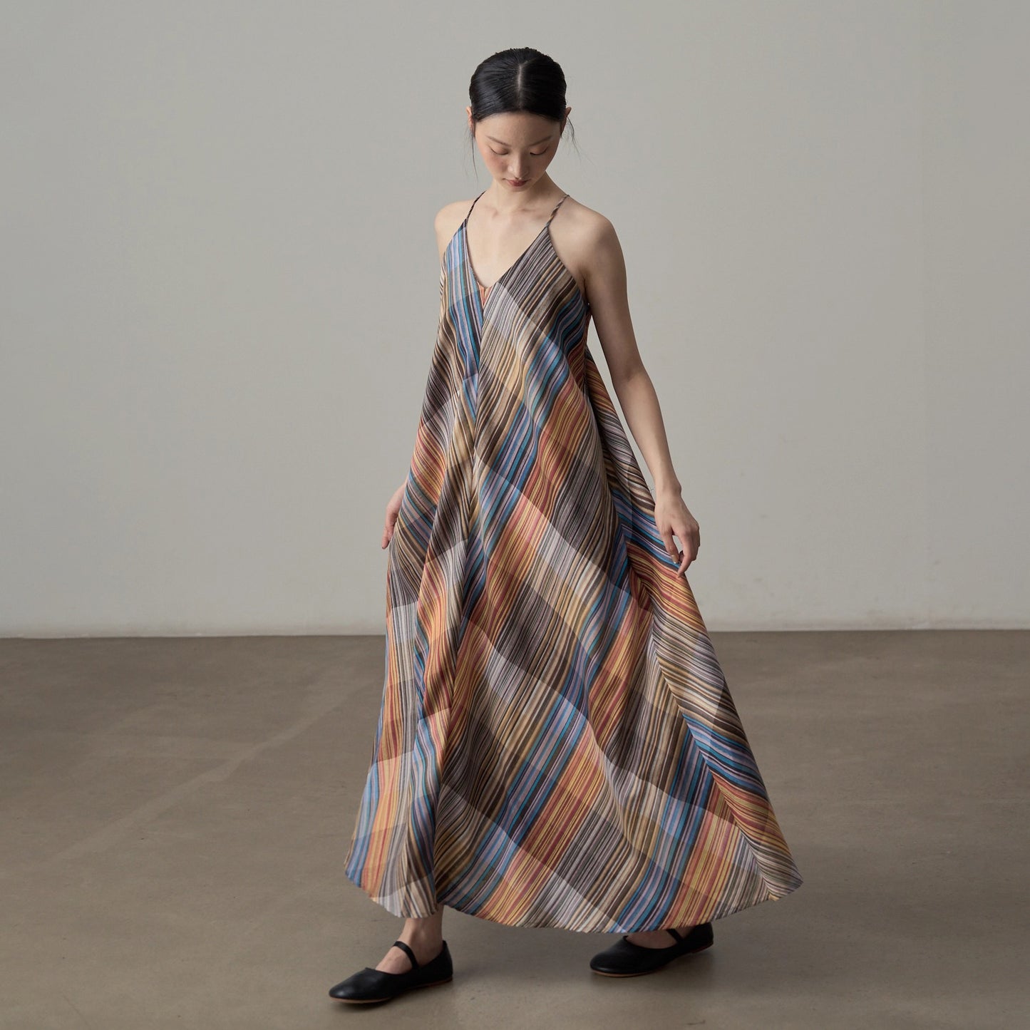 【ワンピース】フレンチヴィンテージ風 ロマンチック カラーヤーンチェック柄 ノースリーブ オフショルダーワンピース【SHシリーズ】