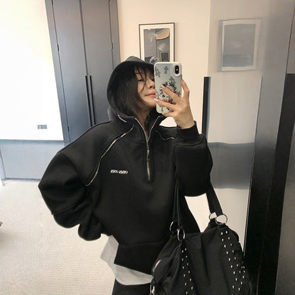 【トップス】ジップデザイン 春 秋 冬 フード付き パーカー 【FCシリーズ】