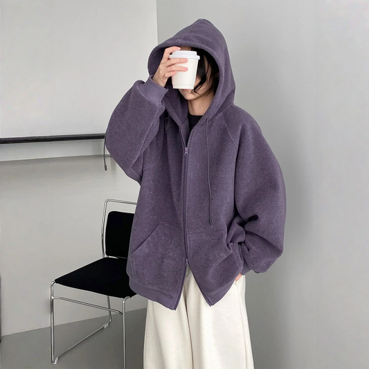 【アウター】オーバーサイズ 春 秋 冬 裏起毛 フード付き ジャケット 【JZシリーズ】