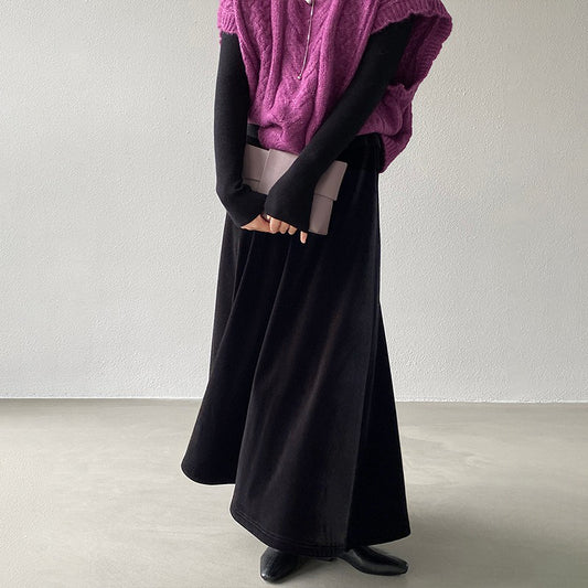 【ボトムス】❄️冬必須！あったかベロアスカート Aラインフレア レディース 高級感【JZシリーズ】