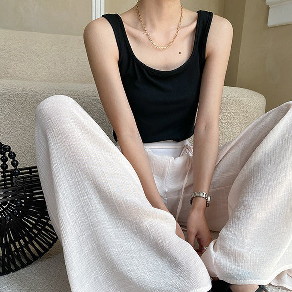 【トップス】夏新作 フレンチエレガンス  スクエアネック フィット感  ベスト タンクトップ【SNシリーズ】