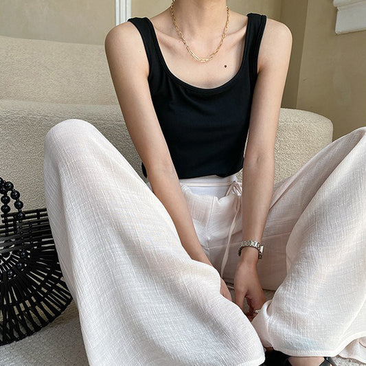 【トップス】夏新作 フレンチエレガンス  スクエアネック フィット感  ベスト タンクトップ【SNシリーズ】