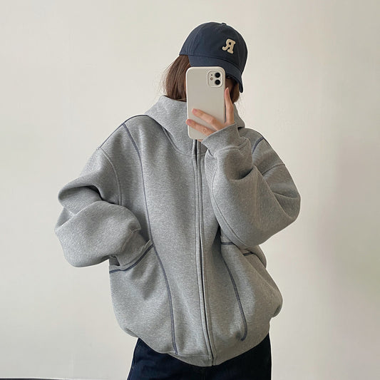 【アウター】アメリカン風 フード付き スウェットジャケット  ゆったりシルエット カジュアルフーディー【FCシリーズ】