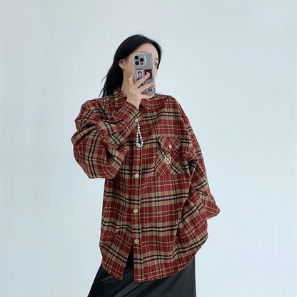 【トップス】春 秋 冬 リラックス感  チェック 長袖 シャツ 【FCシリーズ】