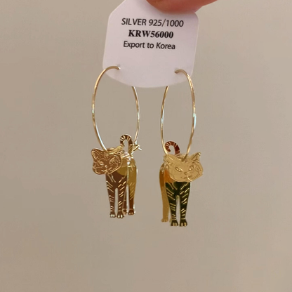 【グッズ】立体猫モチーフピアス 小众独特デザイン インパクト抜群 個性派