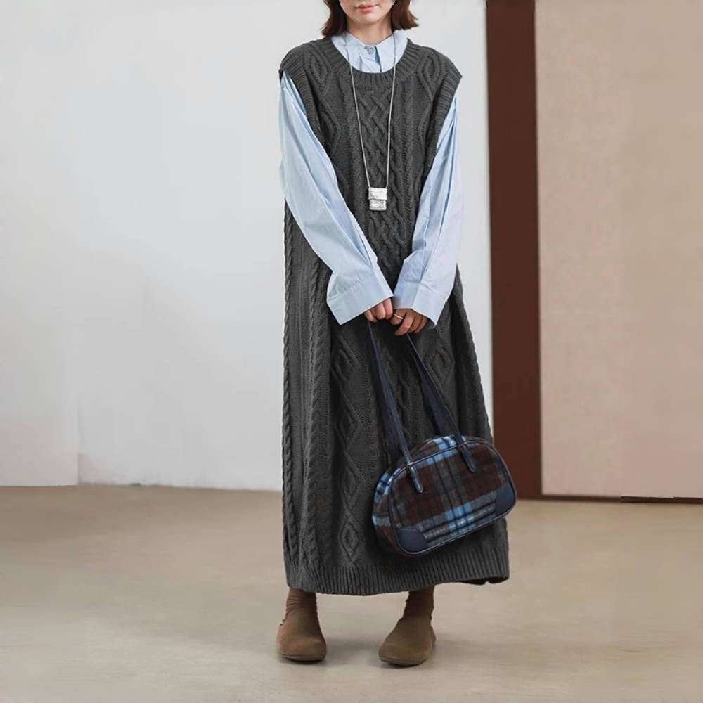 【24AW】【ワンピース】レトロ 合わせやすい ノースリーブ 厚手 ワンピース