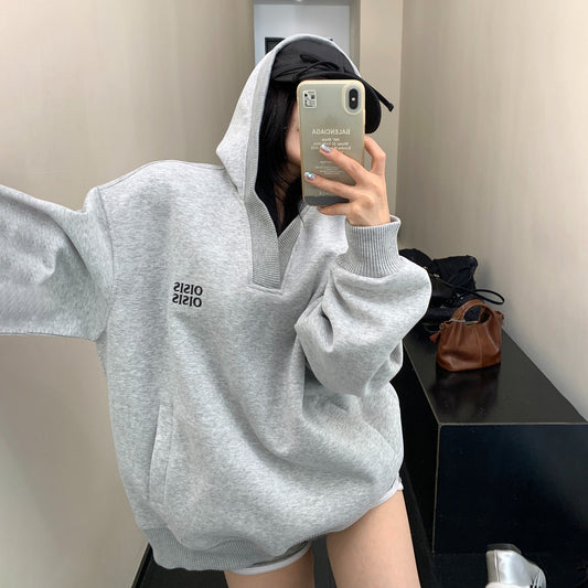 【トップス】アメカジ風 ルーズ＆ラフ感パーカー  ショートフード付きスウェット【FCシリーズ】