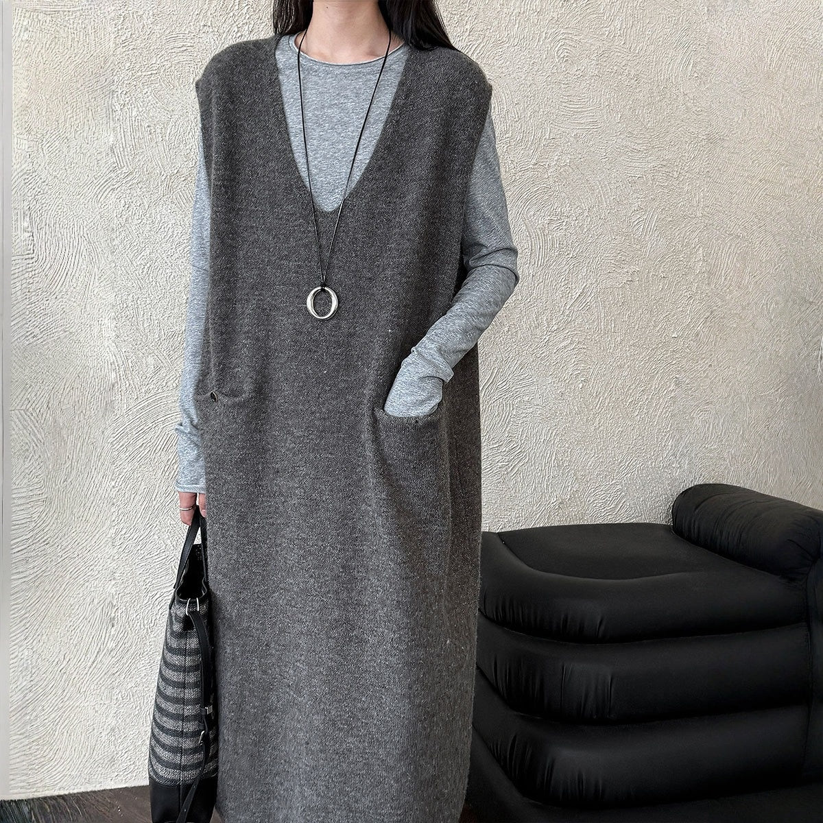 【ワンピース】春 秋 冬 ドレープ感 デザイン風 ベストワンピース 【JZシリーズ】