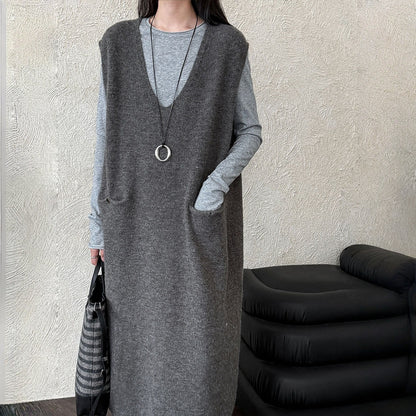 【ワンピース】春 秋 冬 ドレープ感 デザイン風 ベストワンピース 【JZシリーズ】