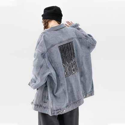 【アウター】アメリカンレトロ ワーク風 デニム 男女兼用 ジャケット レディース ゆったり 英字プリント カジュアル 2026春新作 【FCシリーズ】