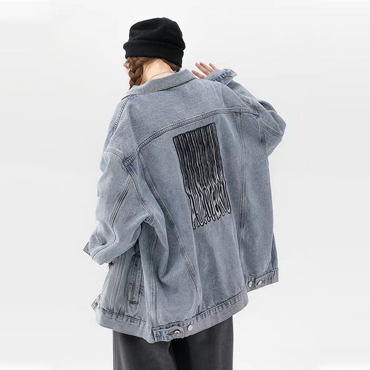 【アウター】アメリカンレトロ ワーク風 デニム 男女兼用 ジャケット レディース ゆったり 英字プリント カジュアル 2026春新作 【FCシリーズ】