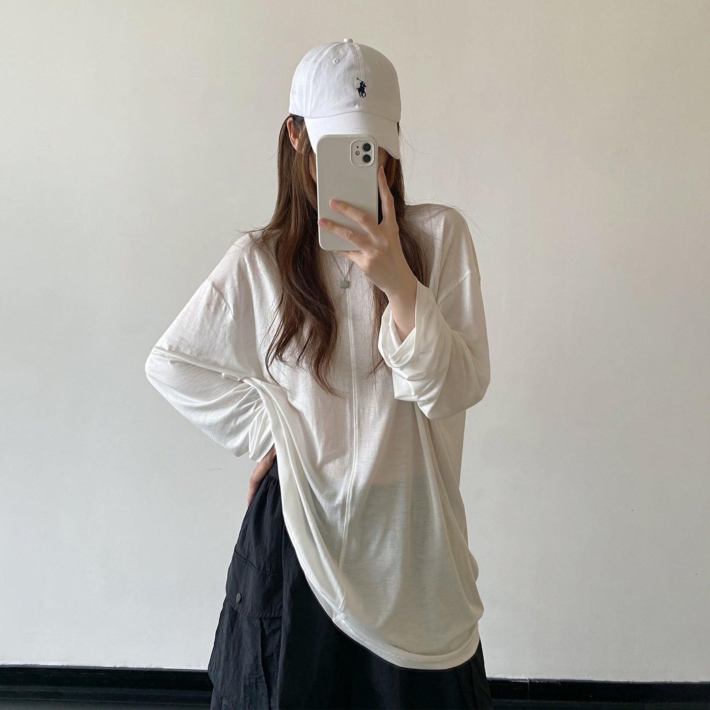 【トップス】リヨセル100％冷感ロンT レディース ゆったり クルーネック 長袖 UV対策 春夏Tシャツ【FCシリーズ】