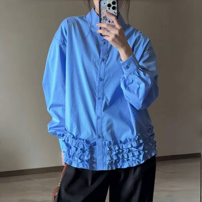 【トップス】春 秋 冬 キュート フリル ポロ襟 シャツ 【JZシリーズ】【10~15日発送】