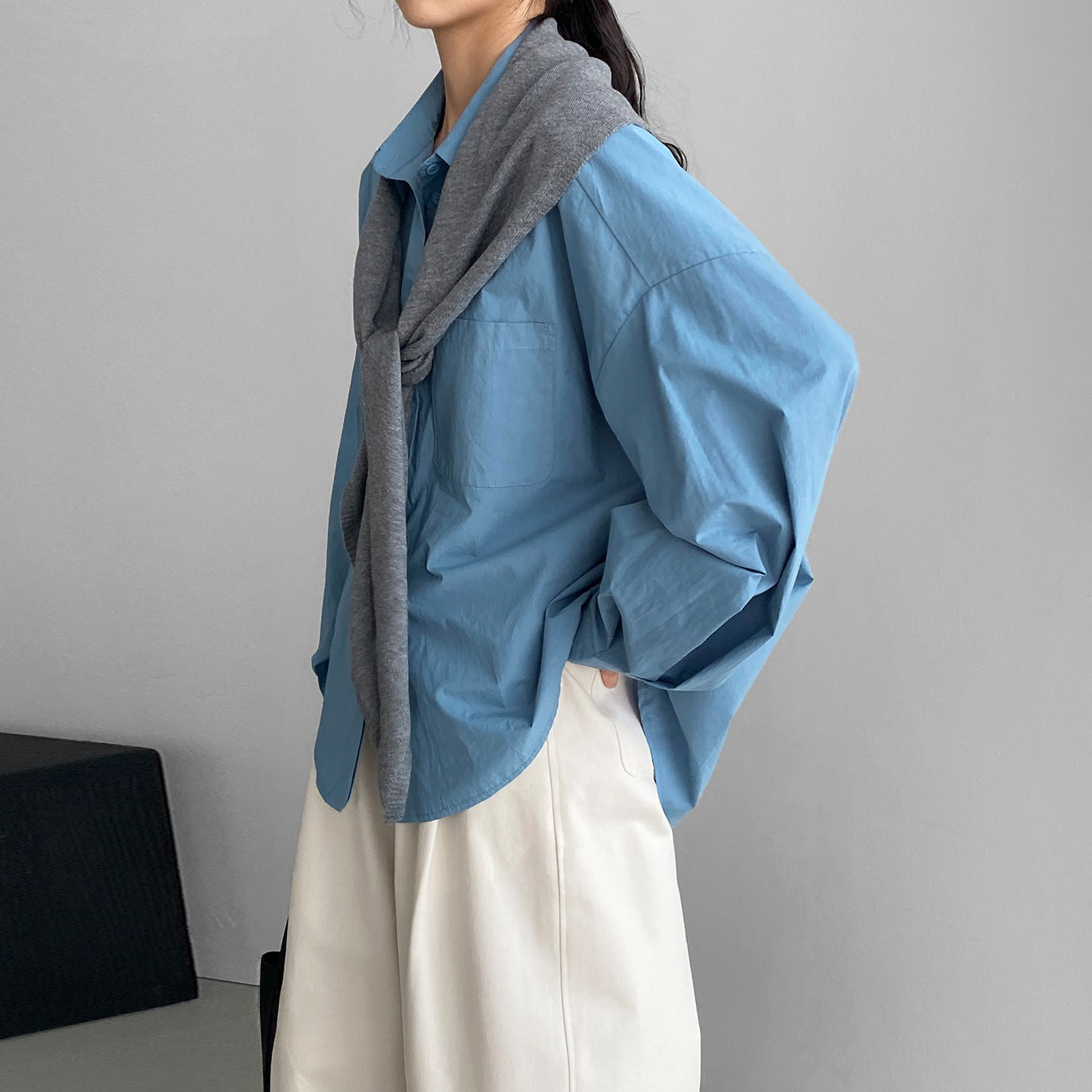 【トップス】アート系 デザインシャツ レディース バルーンスリーブ 韓国風 無地 ゆるカジュアル 上品ブラウス【JZシリーズ】