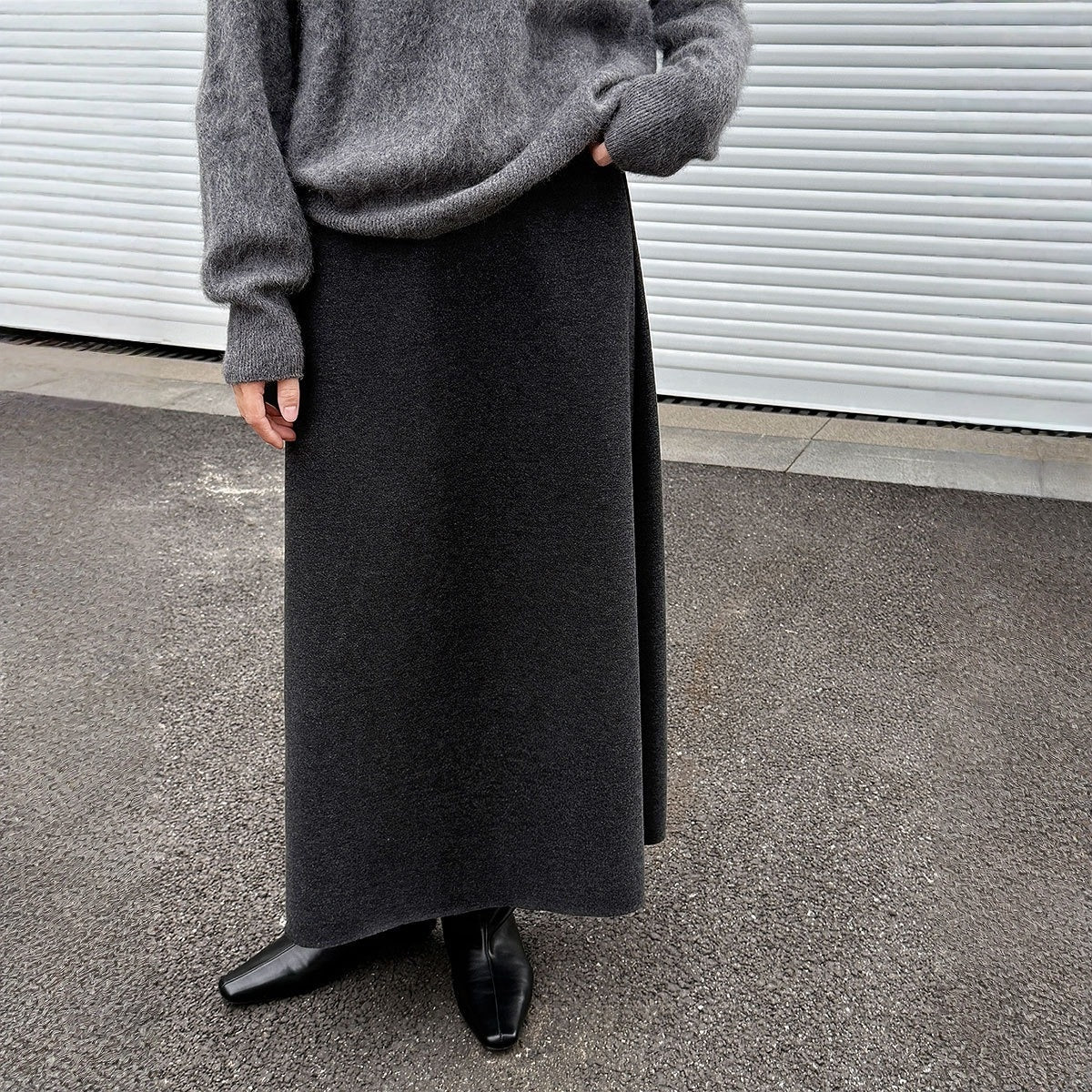 【ボトムス】落ち感 細見え ウール裏起毛  Aラインロング スカート 【JZシリーズ】