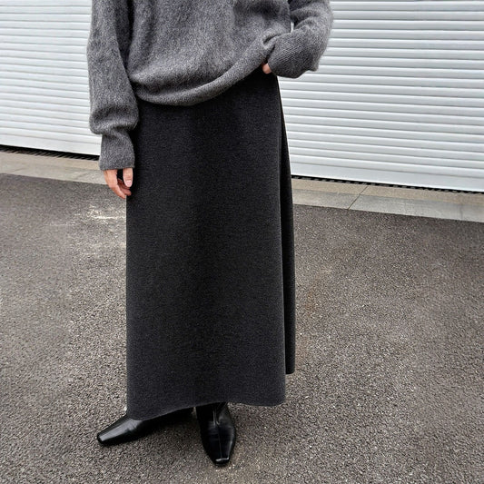 【ボトムス】落ち感 細見え ウール裏起毛  Aラインロング スカート 【JZシリーズ】