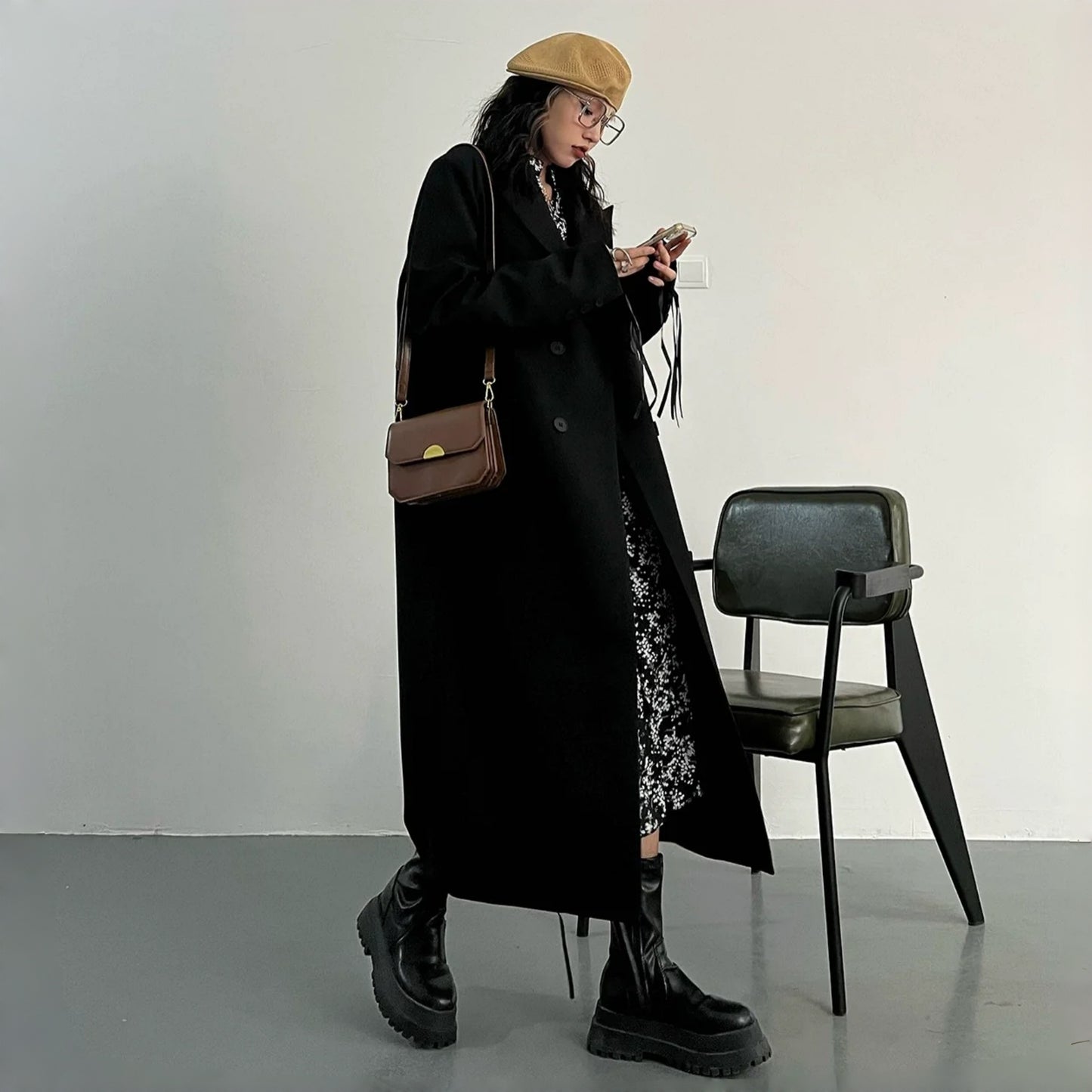 【アウター】韓国系 ルーズスタイル 高級感 フレンチ ロング スーツジャケット コート【FCシリーズ】