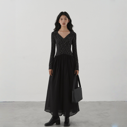 【ワンピース】春 秋 冬 エレガントな雰囲気 Vネック 長袖 ワンピース 【JZシリーズ】