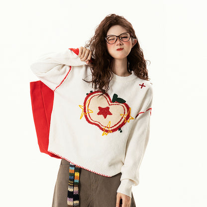 【トップス】 アメリカンレトロ アップルジャガード クルーネック ニット【FCシリーズ】