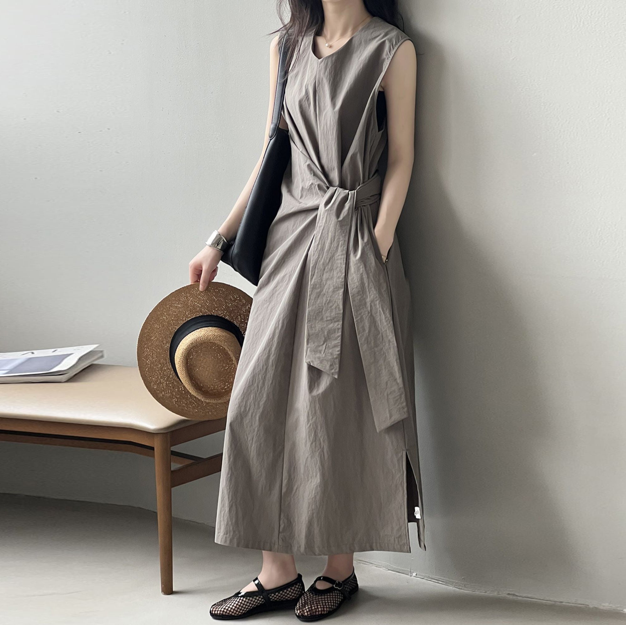 【9】FENNEL ♡ ノースリーブ ワンピース モノトーン 美品 9】FENNEL ♡ ノースリーブ ワンピース モノトーン 美品 9】FENNEL