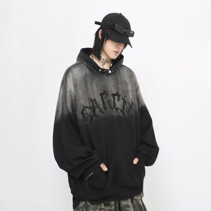 【トップス】グラデーション刺繍ヘビーウェイトパーカー ユニセックス ヴィンテージ加工 オーバーサイズ【FCシリーズ】