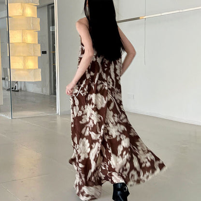 【ワンピース】夏新作 Vネック リゾート風 セクシー フローラルプリント ノースリーブワンピース【SNシリーズ】【SHシリーズ】