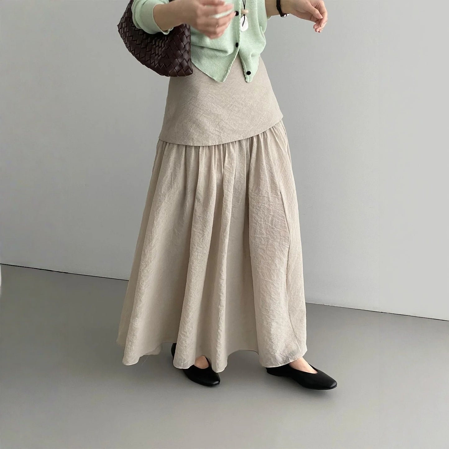 【ボトムス】フレンチティータイム風 落ち感のある上品な レイヤード風 ハイウエスト スカート 【JZシリーズ】