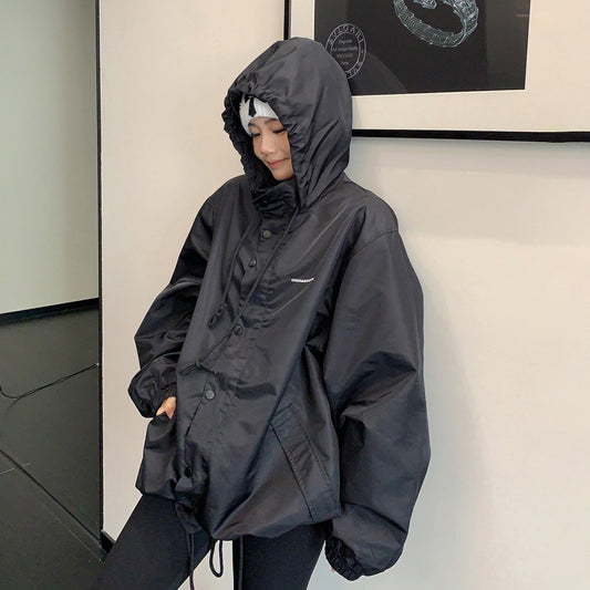 【アウター】 ニマルデザイン ブラック ゆったり ジャケット コクーンシルエット トレンチコート レディース【FCシリーズ】