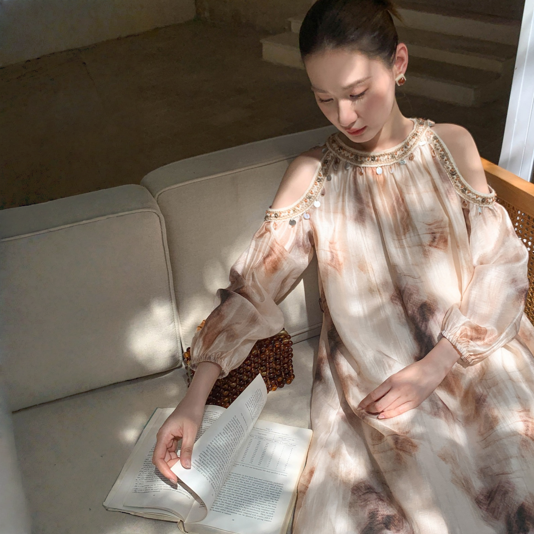 【ワンピース】春 秋 夏 リゾート風 オフショルダー 花柄 長袖 ワンピース 【SHシリーズ】