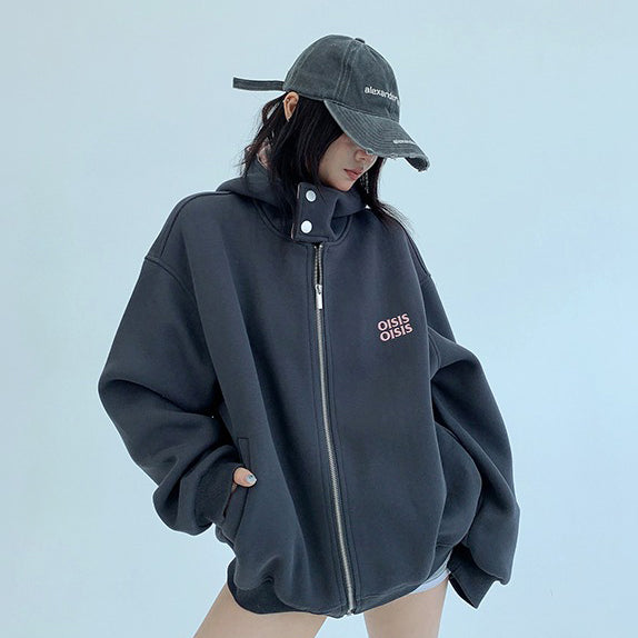 【アウター】ユニセックス フード付きジャケット 美式カジュアル ゆったりシルエット【FCシリーズ】【10～15日内発送】