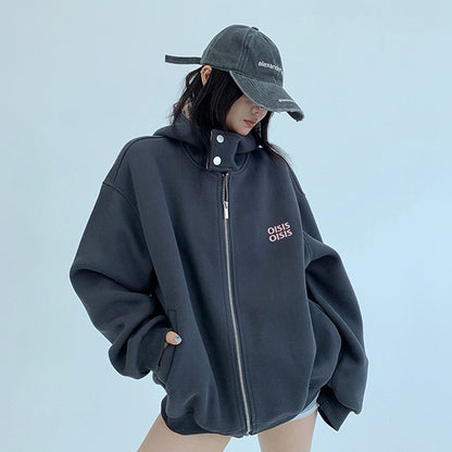 【アウター】ユニセックス フード付きジャケット 美式カジュアル ゆったりシルエット【FCシリーズ】【10～15日内発送】