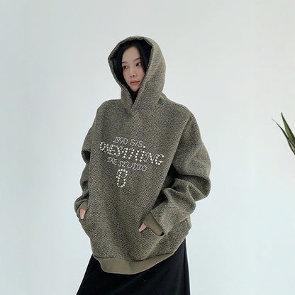 【トップス】春 秋 冬 ビーズ付き フード付き ヴィンテージ風 パーカー 【FCシリーズ】