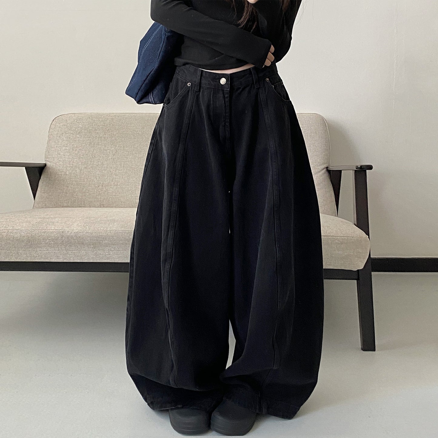 【ボトムス】秋冬 ハイウエスト ウォッシュ加工 おしゃれデニムパンツ【FCシリーズ】