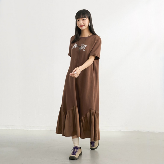 【ワンピース】夏 スパンコール  軽ヴィンテージ マーメイドヘム 半袖 ワンピース 【SHシリーズ】